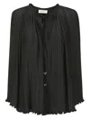 Lanvin Long-sleeved Pleated Blouse In Black