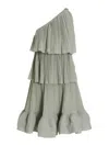 Lanvin Asymmetrical One-shoulder Dress With Jewel Buckle In Green