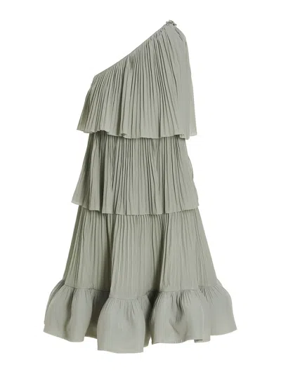 LANVIN PLEATED FLOUNCED DRESS