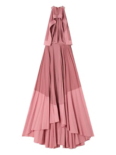 Lanvin Pleated Halterneck Maxi Dress In Pink