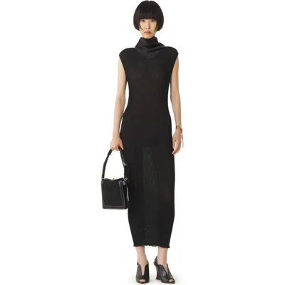 Lanvin Pleated Jersey Dress In Black