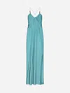 Lanvin Pleated Long Dress In Jade