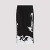 Lanvin Pleated Long Skirt Abstract Pattern In Black