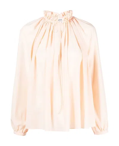 Lanvin Pleated-neckline Blouse In Beige