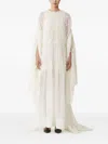 Lanvin Long Dress In Plumetis Silk In White