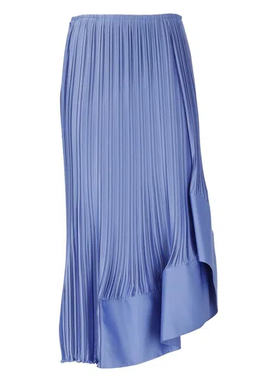Lanvin Pleated Maxi Skirt In Blue