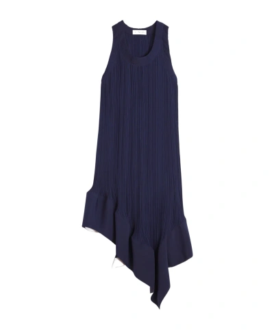 LANVIN LANVIN ASYMMETRIC HEM PLEATED MIDI DRESS