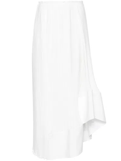 Lanvin Pleated Midi Skirt In White