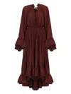 Lanvin Bordeaux Pleated Midi Dress In Brown