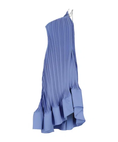 LANVIN LANVIN PLEATED RUFFLED SLEEVELESS DRESS