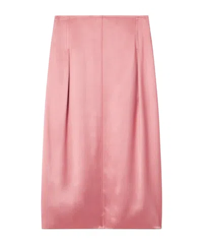 Lanvin Pleated Satin Midi Skirt In Pink