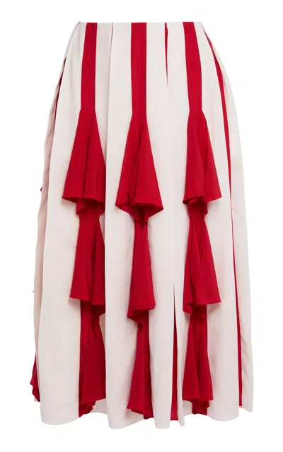Lanvin Pleated Silk-blend Midi Skirt In Multi