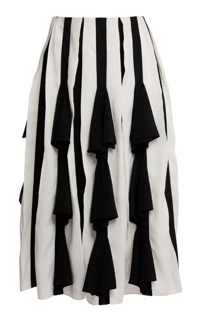 Lanvin Pleated Silk-blend Midi Skirt In White