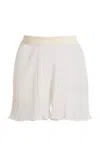 Lanvin Pleated Silk Cotton Mini Shorts In White