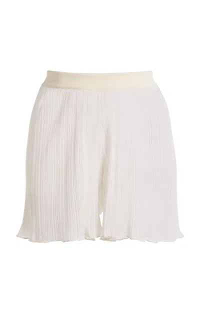 Lanvin Pleated Silk Cotton Mini Shorts