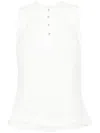 Lanvin Buttoned Crepe De Chine Sleeveless Top In White