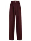 Lanvin Wide Leg Pants With Belt In Bordeaux