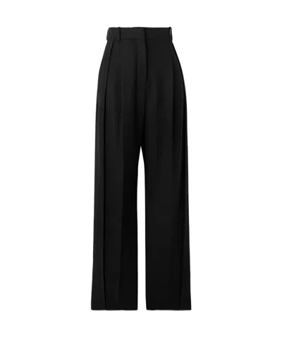 Lanvin Pleated Wool Tapered Pants In Black