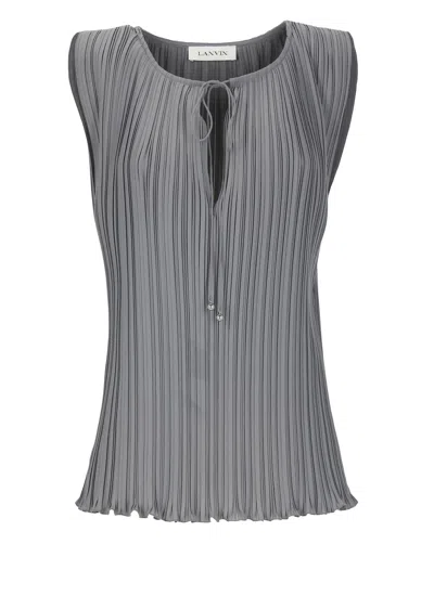 Lanvin Pleated Top In Gray