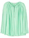 Lanvin Tie-neck Pleated Blouse In Green