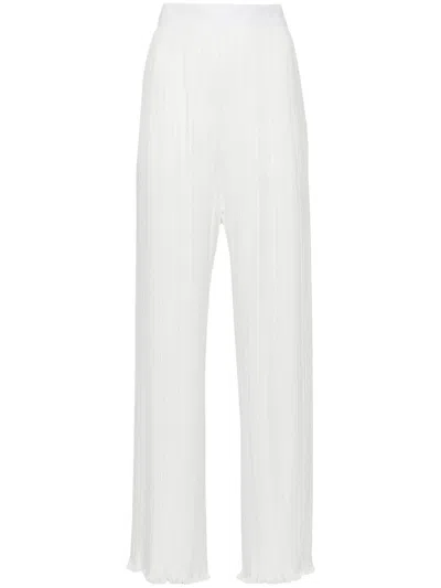 Lanvin Pleated Wide Leg Trousers In Off-white For Women