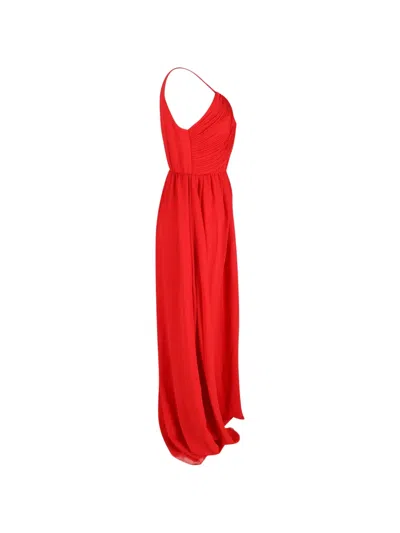 Pre-owned Lanvin Plisse-detail Maxi Dress In Red