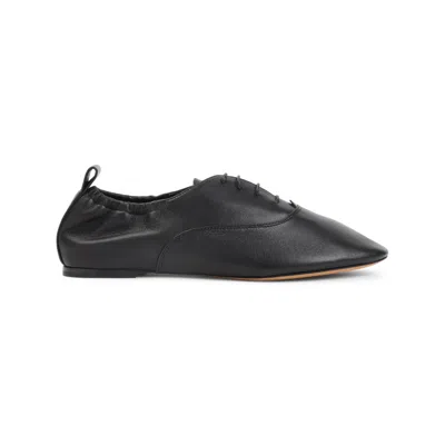 Lanvin Pointed-toe Leather Flats With Gathered Elastic Collar In Multi