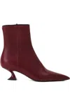 Lanvin Midnight Step Leather Ankle Boot In Burgundy