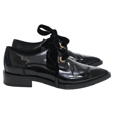 Lanvin Pointed-toe Lace-up Derby Shoes In Black Patent Leather