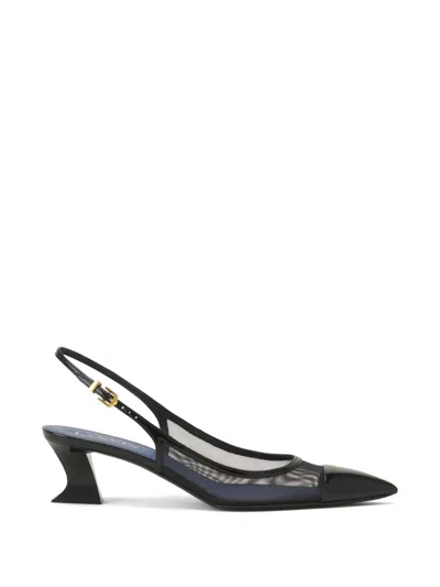 Lanvin Pointed Toe Mesh Slingback Kitten Heel Pumps In Multi