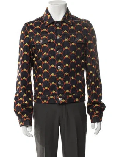Pre-owned Lanvin Polka Dot Print Denim Jacket In Blue