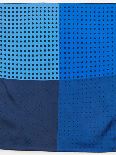 Pre-owned Lanvin Polka-dot Pocket Square Scarf In Blue