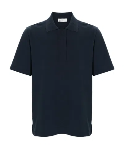 Lanvin Short-sleeved Polo Shirt In Blue