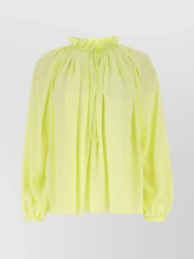 LANVIN POLYESTER BLOUSE WITH GATHERED NECKLINE AND SATIN FINISH