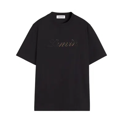 Lanvin Logo-embroidered T-shirt In Black