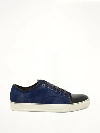 Lanvin Pony Effect Low Sneaker In Blue