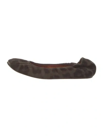 Pre-owned Lanvin Ponyhair Animal Print Ballet Flats In Brown