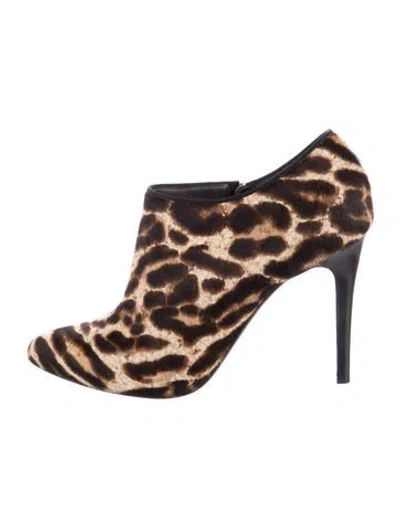 Pre-owned Lanvin Ponyhair Animal Print Boots In Brown