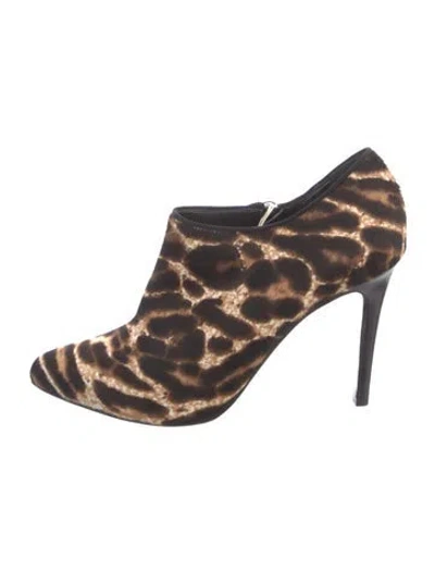 Pre-owned Lanvin Ponyhair Animal Print Boots W/ Tags In Brown