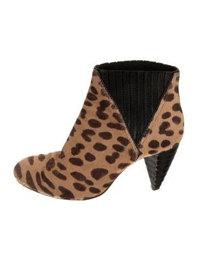 Pre-owned Lanvin Ponyhair Animal Print Chelsea Boots In Brown