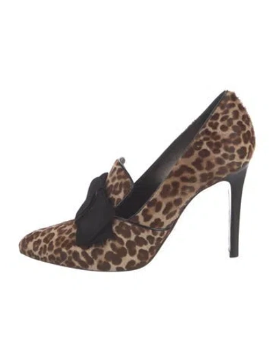 Pre-owned Lanvin Ponyhair Animal Print Pumps In Brown