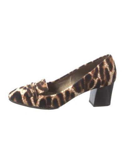 Pre-owned Lanvin Ponyhair Animal Print Pumps In Brown