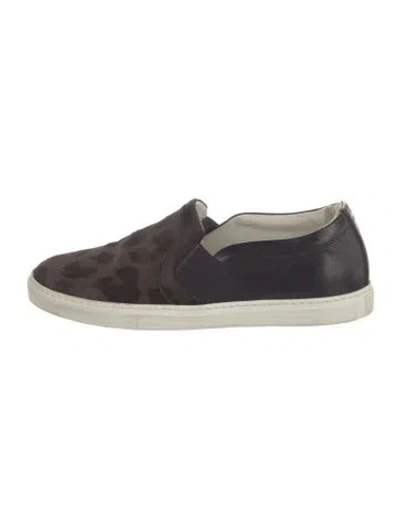 Pre-owned Lanvin Ponyhair Animal Print Sneakers In Black