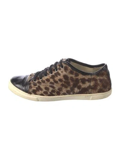 Pre-owned Lanvin Ponyhair Animal Print Sneakers In Neutral