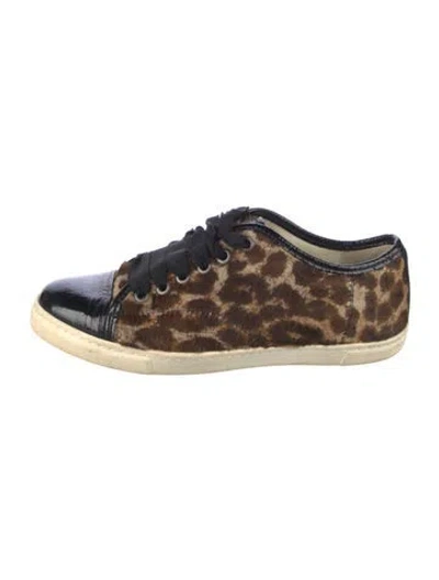 Pre-owned Lanvin Ponyhair Animal Print Sneakers In Neutral