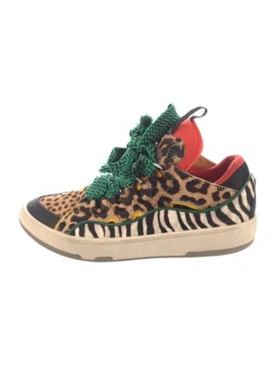 Pre-owned Lanvin Ponyhair Animal Print Sneakers In Neutral