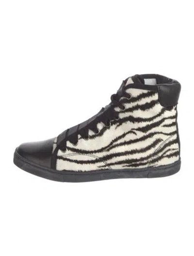 Pre-owned Lanvin Ponyhair Animal Print Sneakers In Neutral