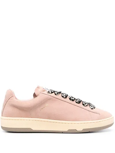 Lanvin Powder Pink Calf Suede Low-top Sneakers