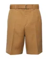 Lanvin Pressed Crease Belted Shorts In Brown