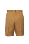 Lanvin Pressed Crease Belted Shorts In Desert